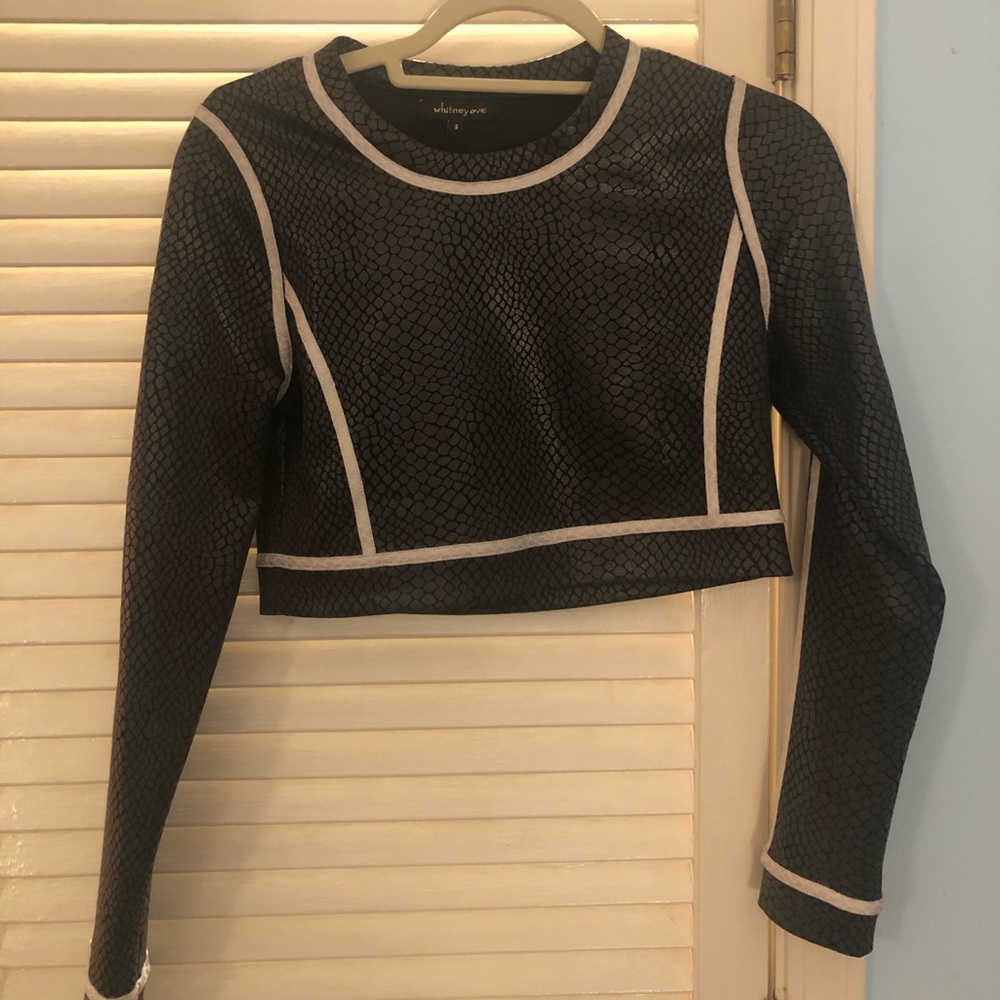 Snakeskin faux leather crop top